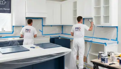 Cabinet painting service in Warwick, RI for kitchen cabinets with a fresh, durable finish