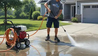 Concrete pressure cleaning in Warwick, RI for driveways, patios, and walkways by Warwick Paint Pros