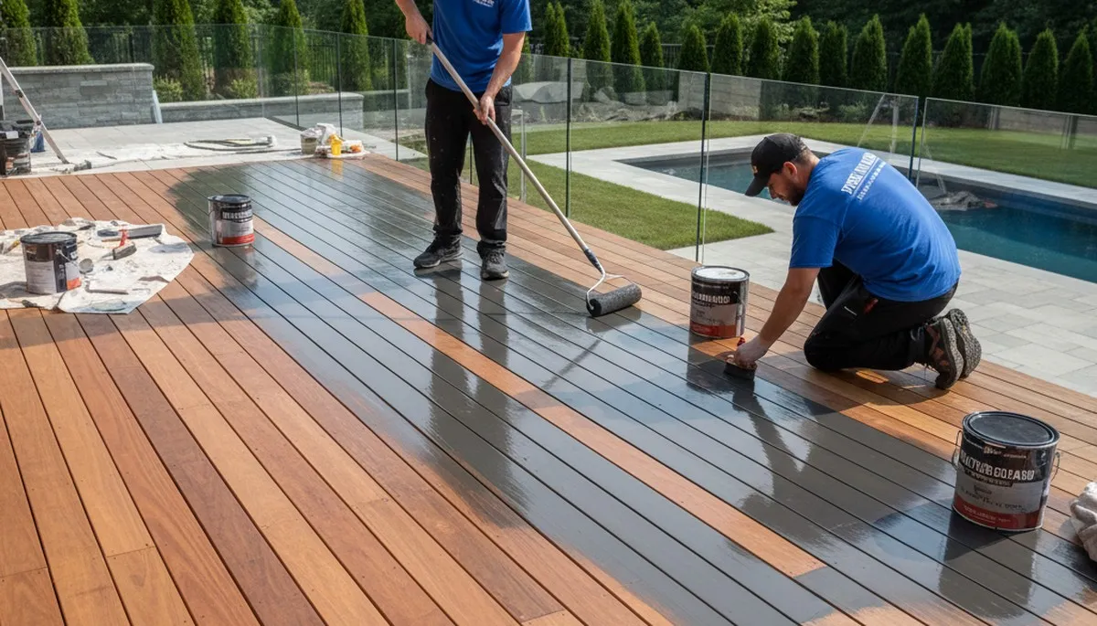 Deck painting in Warwick, RI by Warwick Paint Pros for coastal weather protection