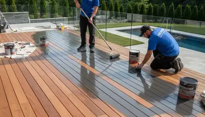 Deck painting in Warwick, RI by Warwick Paint Pros for coastal weather protection
