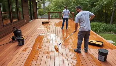 Professional deck sealing in Warwick, RI to protect wood from coastal moisture and weather