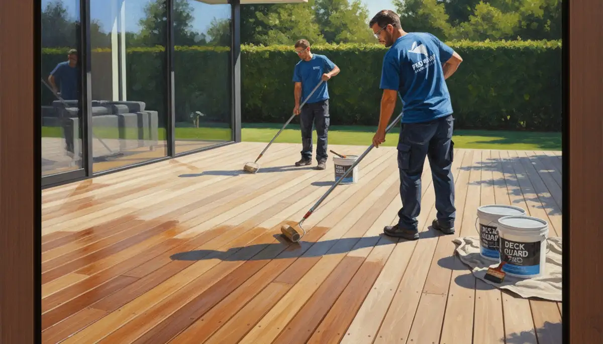 Deck sealing service in Warwick, RI protecting a wooden deck from moisture and weather damage