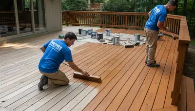 Warwick, RI deck staining by Warwick Paint Pros for weather-resistant wood deck protection