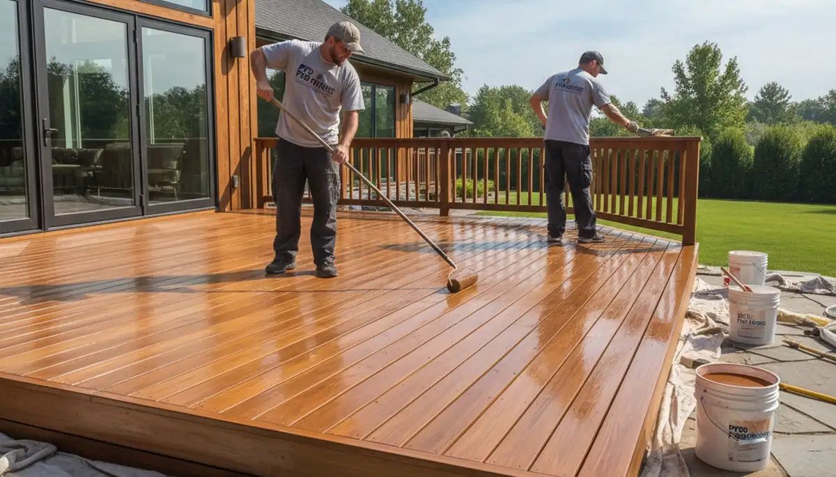 Warwick, RI deck staining for wood protection against moisture, UV, and New England weather