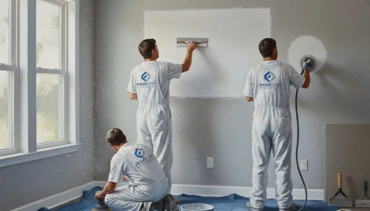 Warwick, RI painters repairing drywall for a smooth, paint-ready wall finish