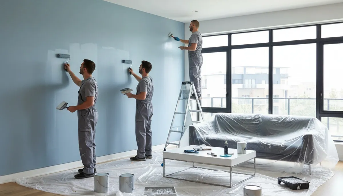 Interior house painters in Warwick, RI applying fresh paint in a home interior