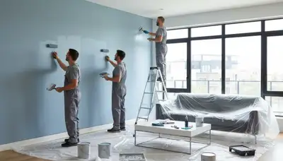 Interior house painters in Warwick, RI applying fresh paint in a home interior