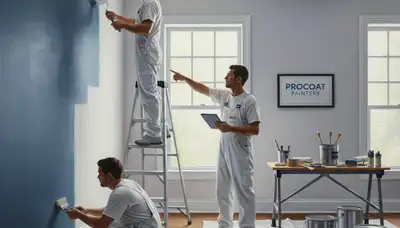 Warwick, RI painters applying interior house paint in a home room