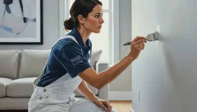 Painter repairing wall paint touch-ups in Warwick, RI for scuffs, chips, and faded areas