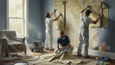 Wallpaper removal service in Warwick, RI, preparing walls for a smooth paint finish