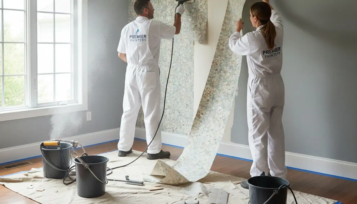 Wallpaper removal in Warwick, RI by Warwick Paint Pros for smooth wall prep